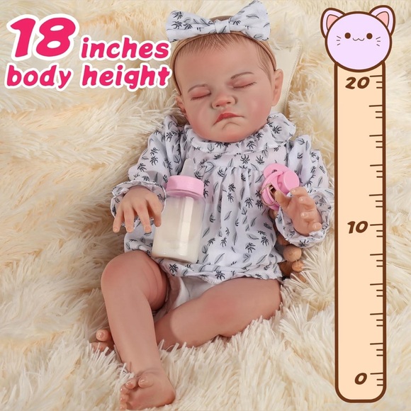 New! Unused!  18” Realistic Newborn Lifelike Reborn Baby Doll, Sleeping Baby wit - Picture 3 of 12
